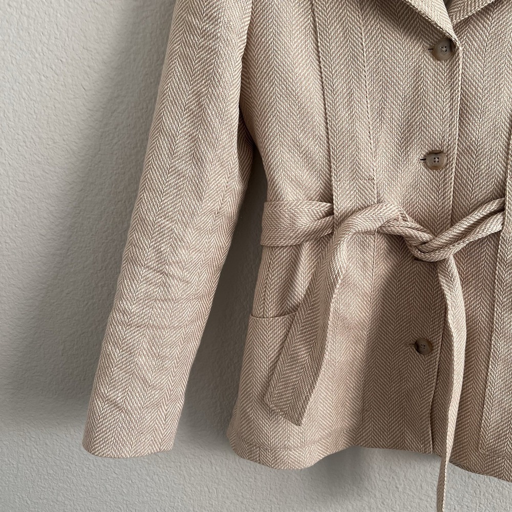 Banana Republic Women's Sz 6 Norfolk Linen Blend Jacket Coat Herringbone - Picture 5 of 10